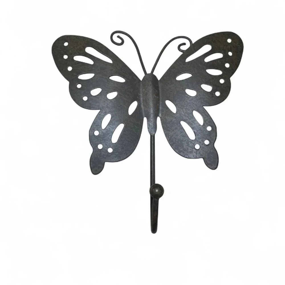 3 Metal Butterfly Decorative Wall Hooks